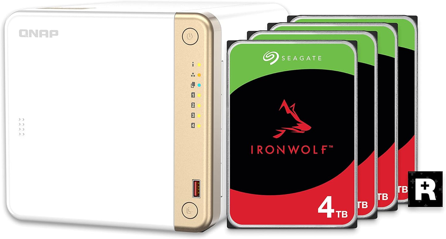 QNAP TS-462-4G 4 Bay NAS with 12TB IronWolf HDDs Preconfigured