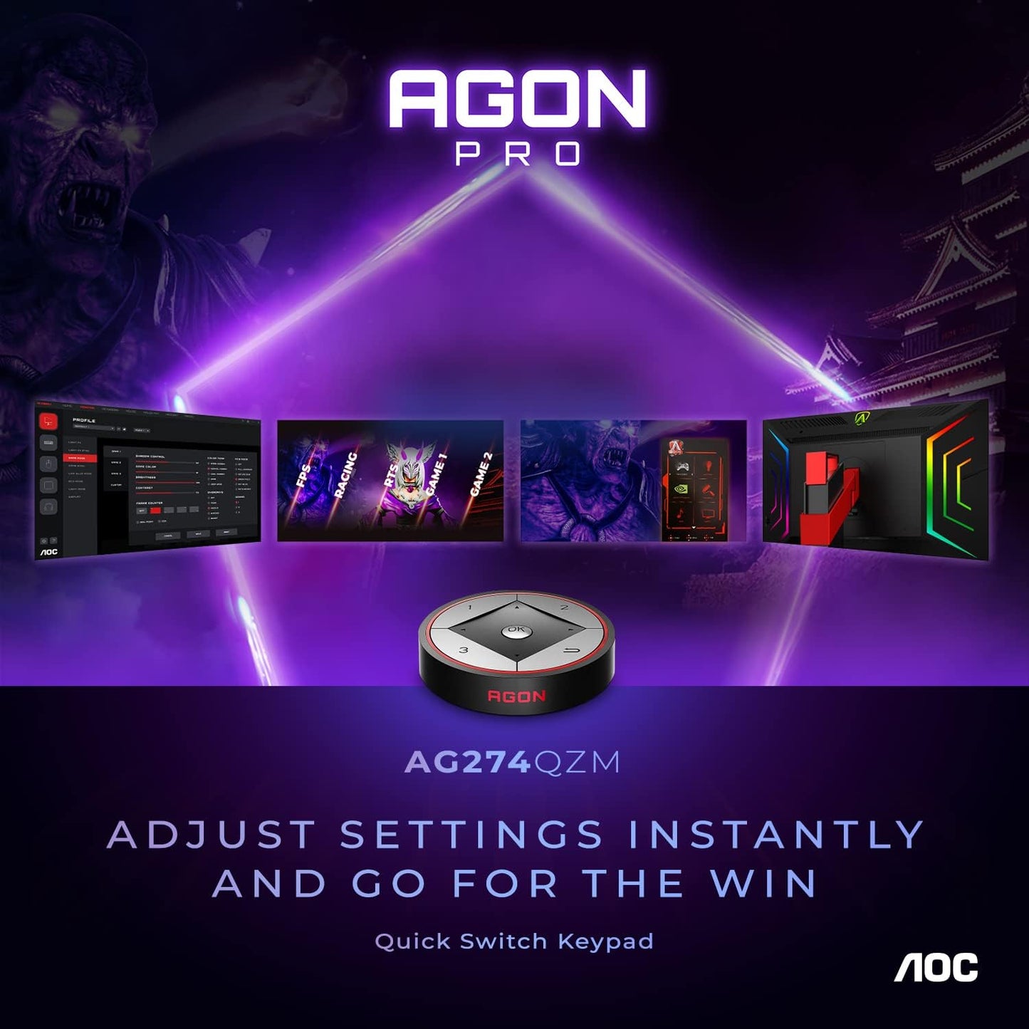 AOC AG274QZM 27" 240Hz QHD G-SYNC Gaming Monitor