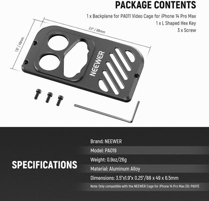 Neewer 10102664 iPhone 14 Pro Max Lens Backplane - 17mm Mount