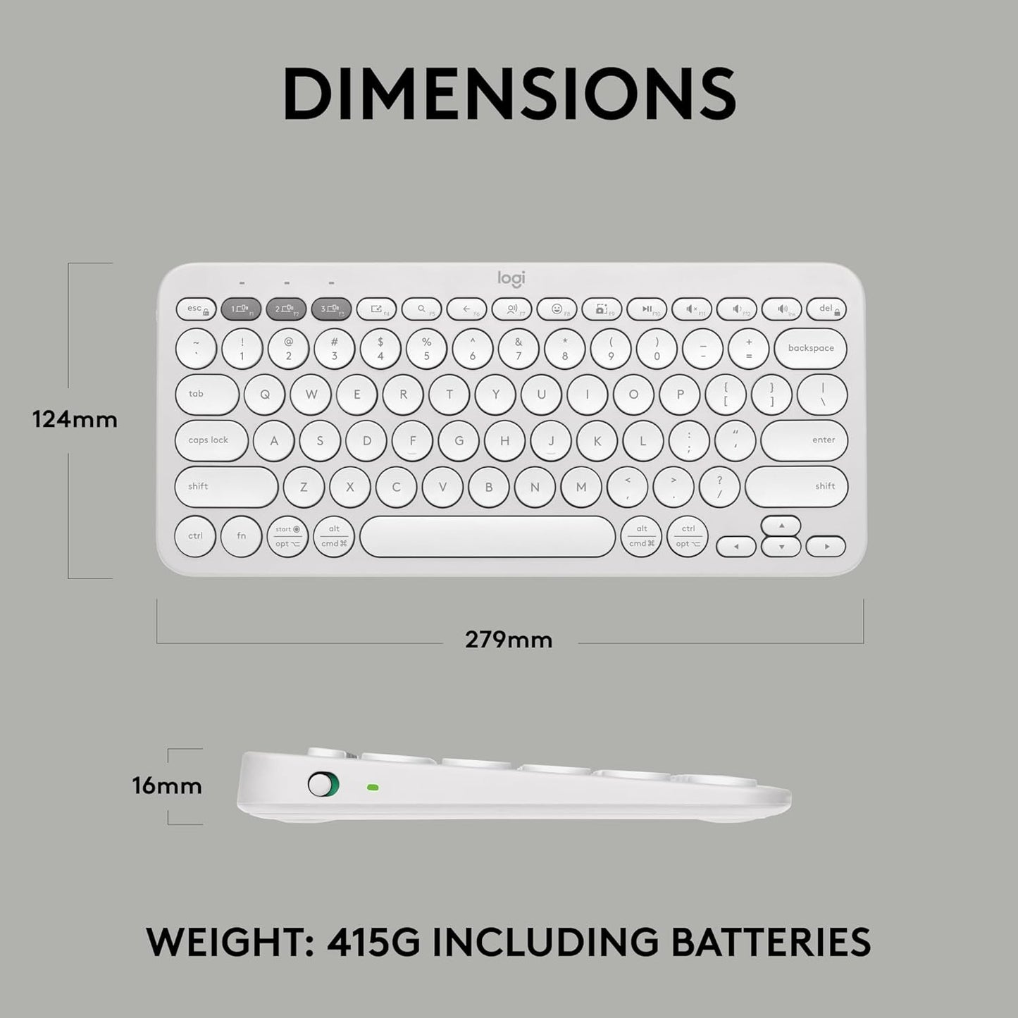 Logitech 920-011776 Pebble Keys 2 K380s Bluetooth Keyboard - White