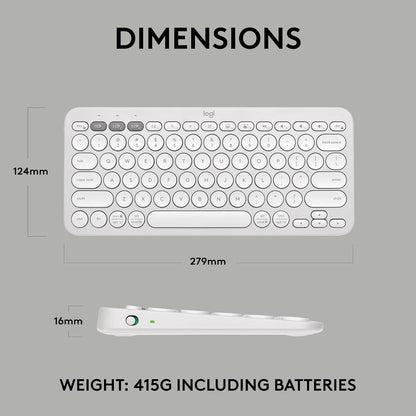Logitech 920-011776 Pebble Keys 2 K380s Bluetooth Keyboard - White