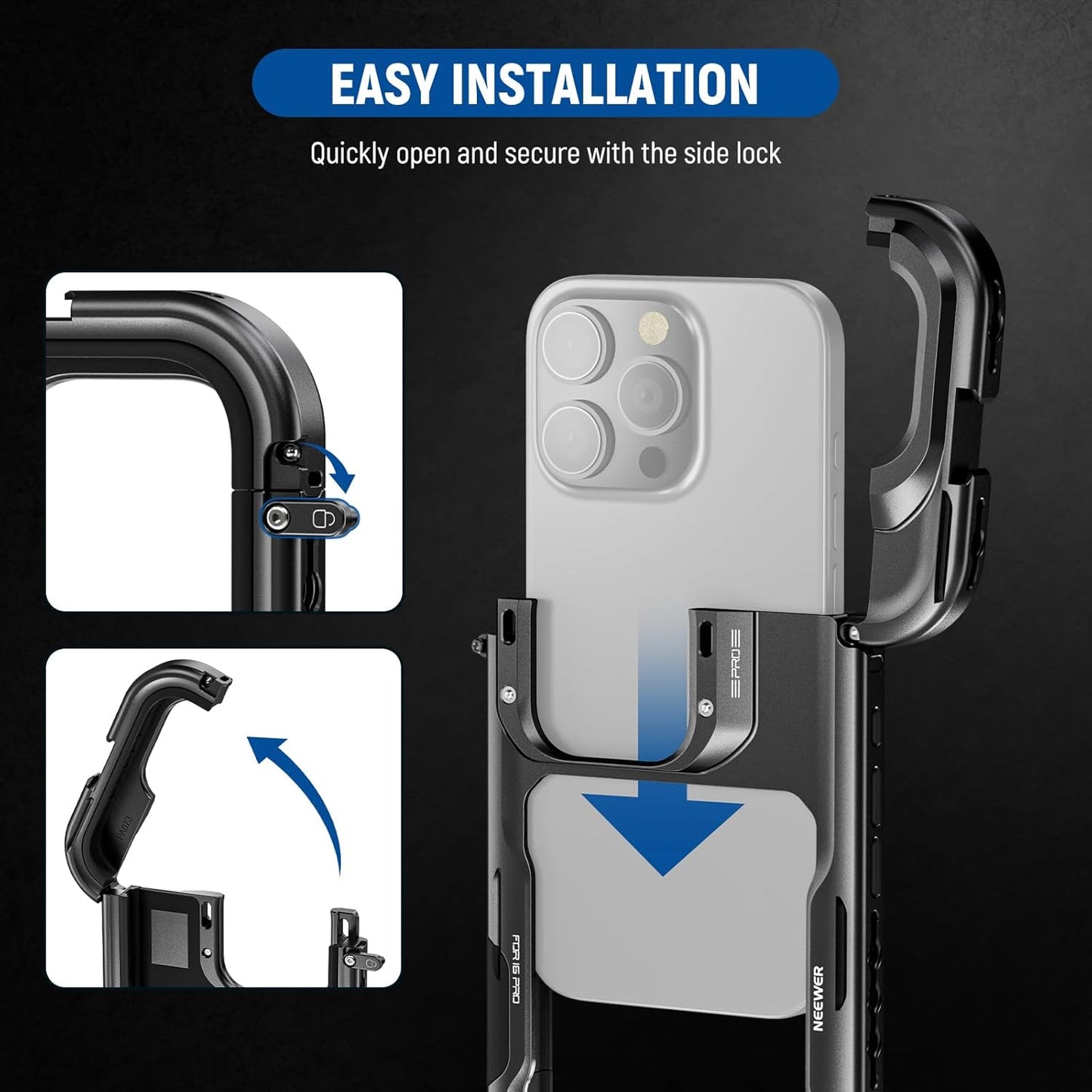 Neewer 10105105 iPhone 16 Pro Cage Quick Release Video Rig