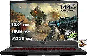 MSI GF65 Thin Gaming Laptop RTX 3060 144Hz Display — main product image