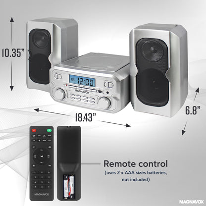 Magnavox MM435M-SL CD Shelf System - Bluetooth & FM Radio