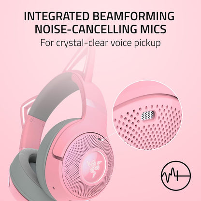 Razer RZ04-04860100-R3U1 Kraken Kitty V2 BT Headset - Quartz Pink