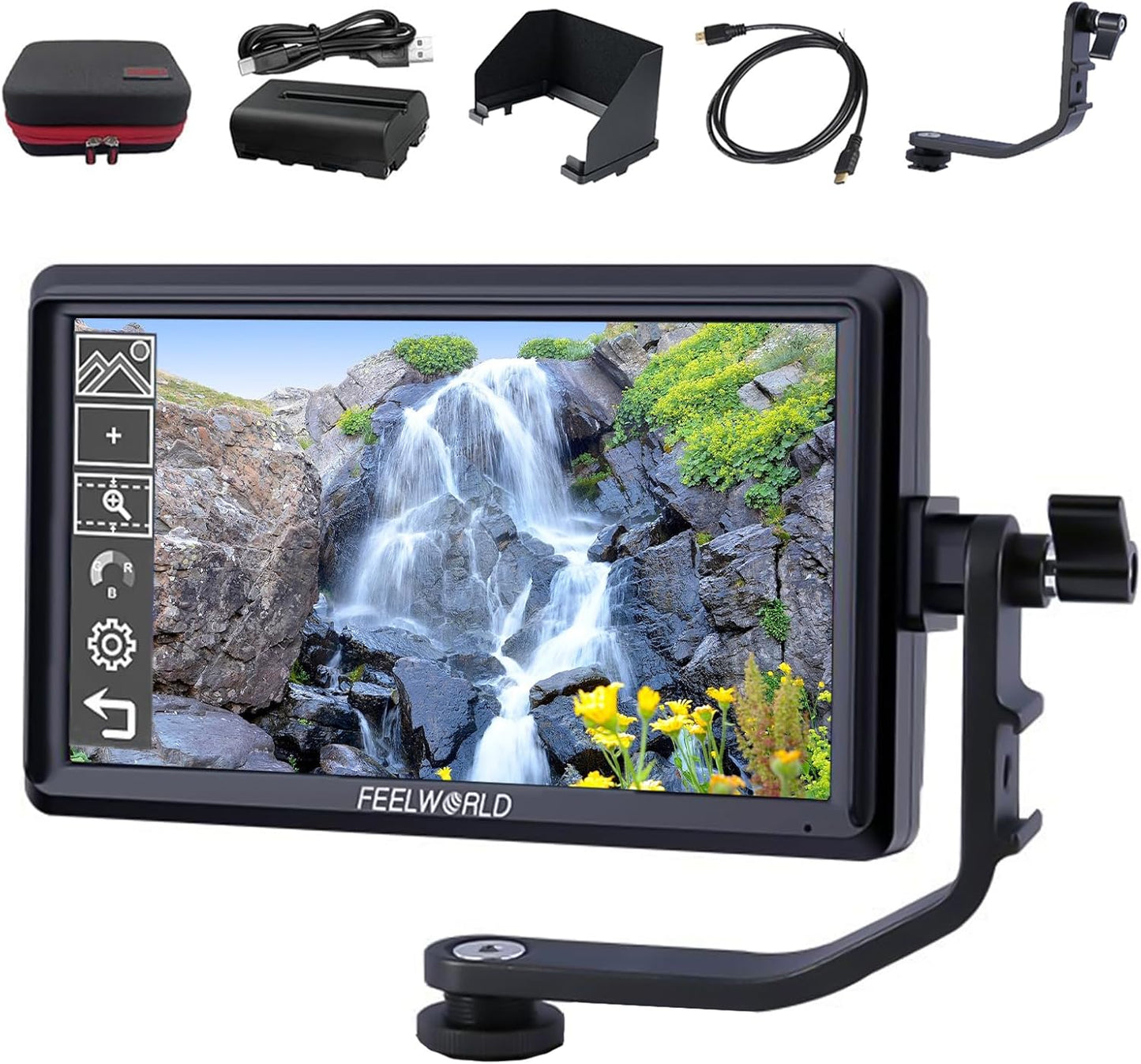 FEELWORLD F5 S55001 6" Camera Field Monitor 4K HDMI Bundle