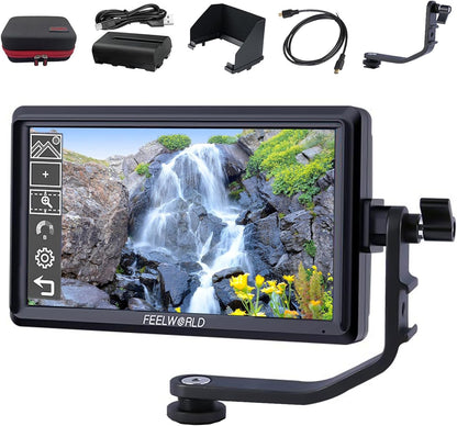 FEELWORLD F5 S55001 6" Camera Field Monitor 4K HDMI Bundle