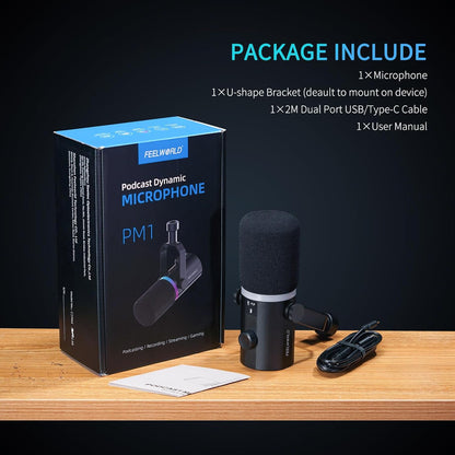 FEELWORLD PM1 USB XLR Dynamic Studio Microphone