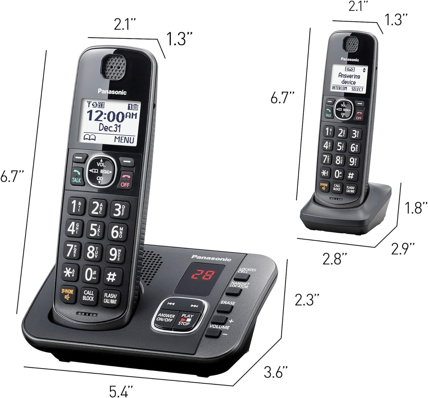 Panasonic KX-TGE633M DECT 6.0 Cordless Phone 3 Handsets