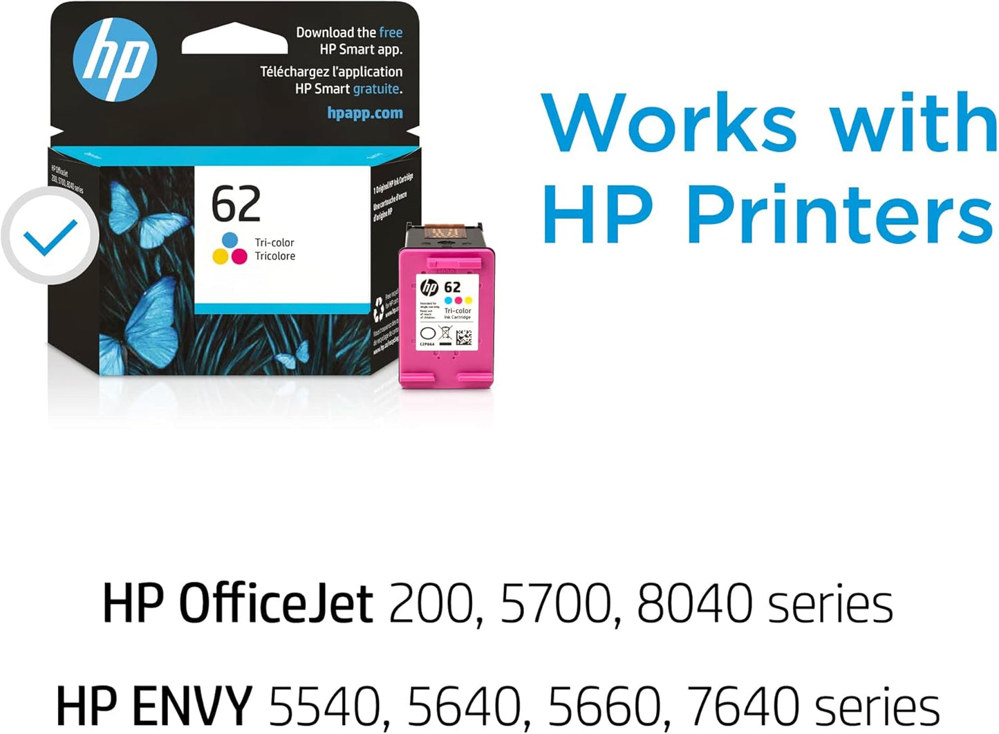 HP C2P06AN 62 Tri-Color Ink Cartridge