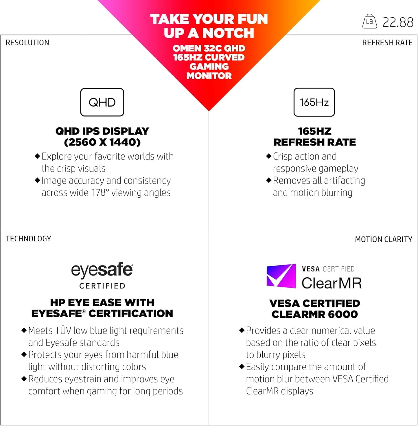 HP OMEN 32c 165Hz QHD Curved Gaming Monitor