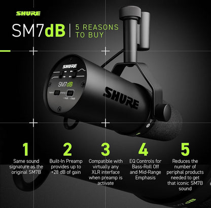 Shure SM7dB - Dynamic Vocal Microphone with Built-in Preamp