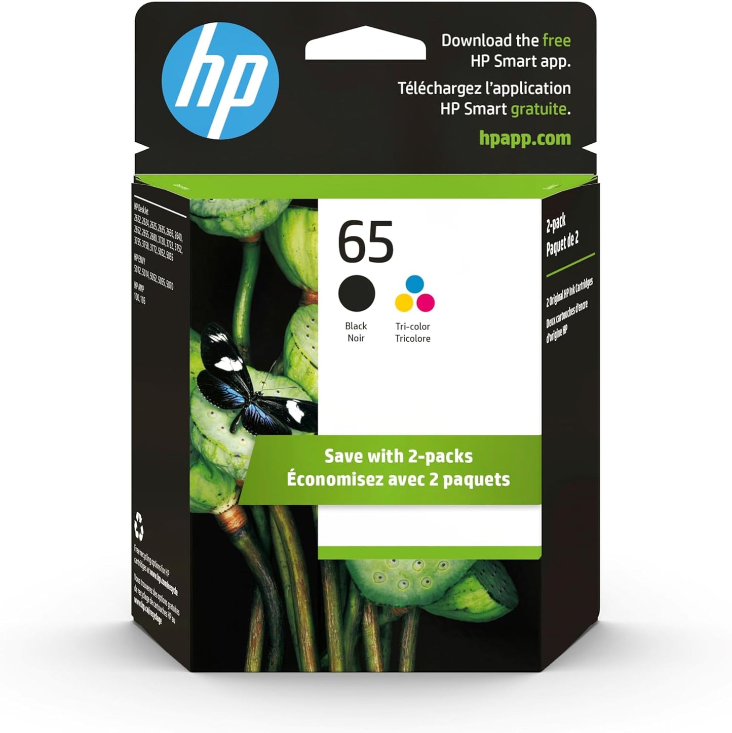 HP T0A36AN#140 65 Black/Tri-Color Ink Cartridge 2-Pack