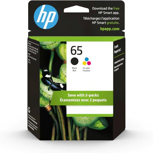 HP T0A36AN#140 65 Black/Tri-Color Ink Cartridge 2-Pack