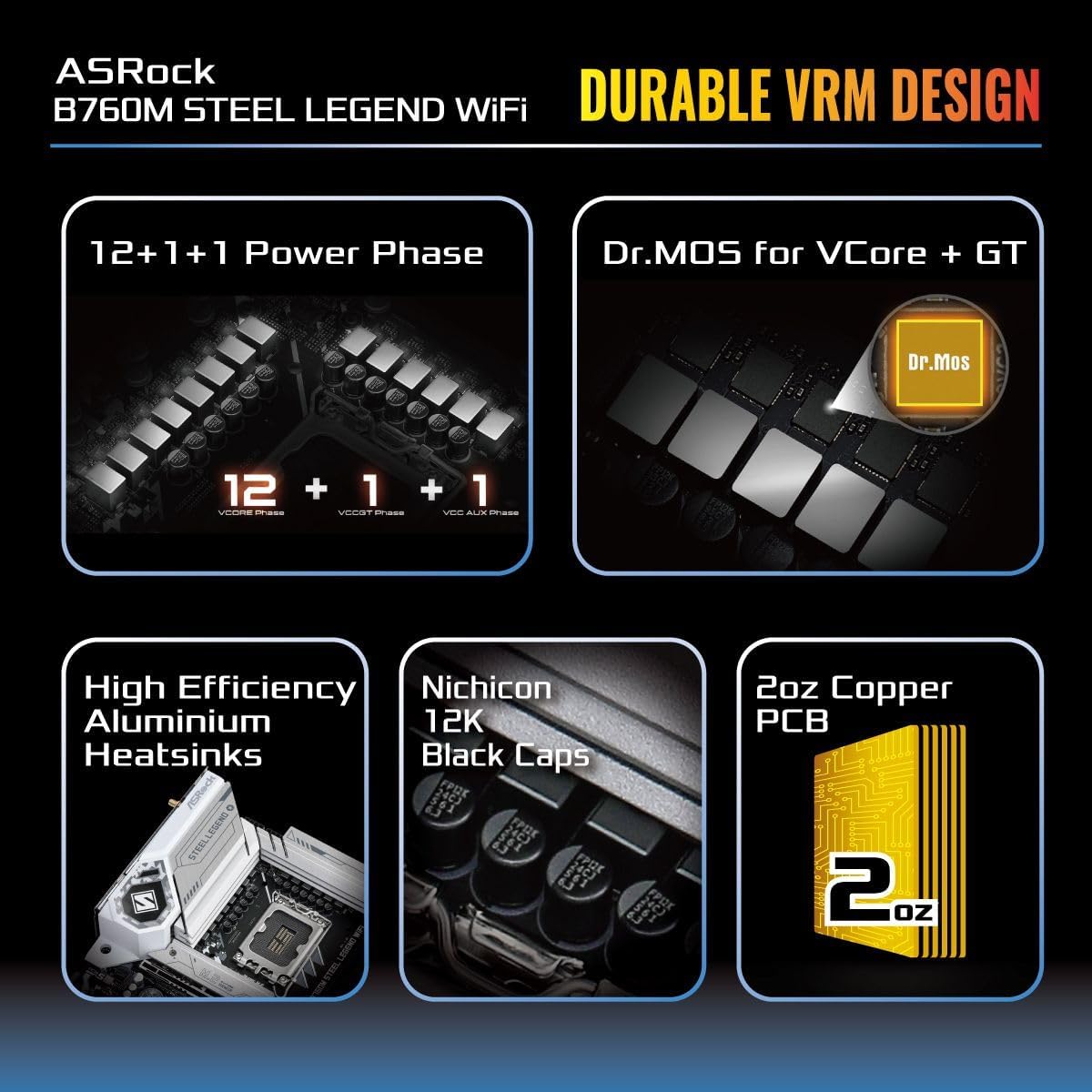 ASRock B760M STEEL LEGEND WIFI DDR5 Motherboard