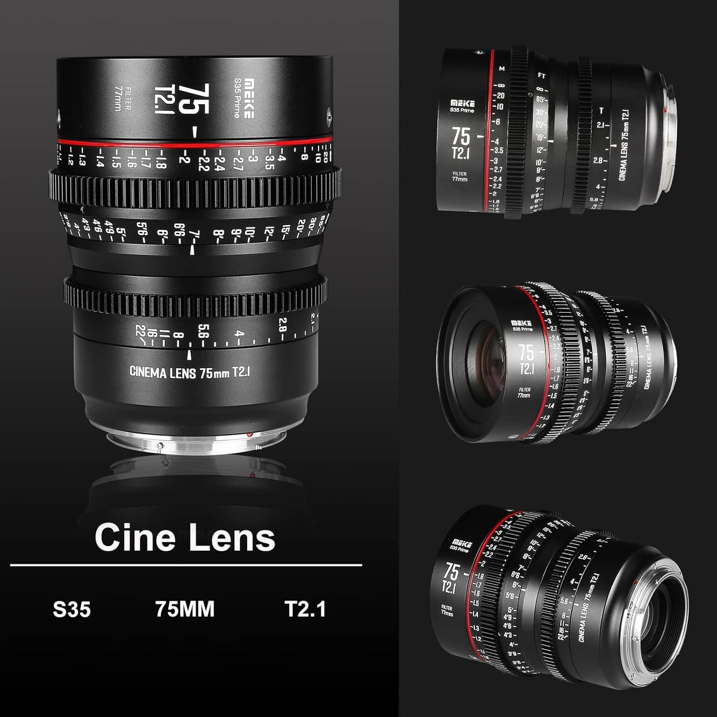 Meike 75mm T2.1 S35 Prime Cinema Lens EF Mount