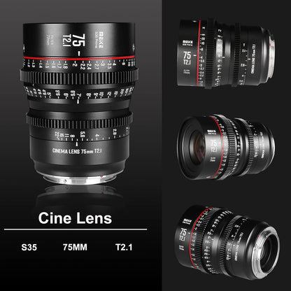 Meike 75mm T2.1 S35 Prime Cinema Lens EF Mount