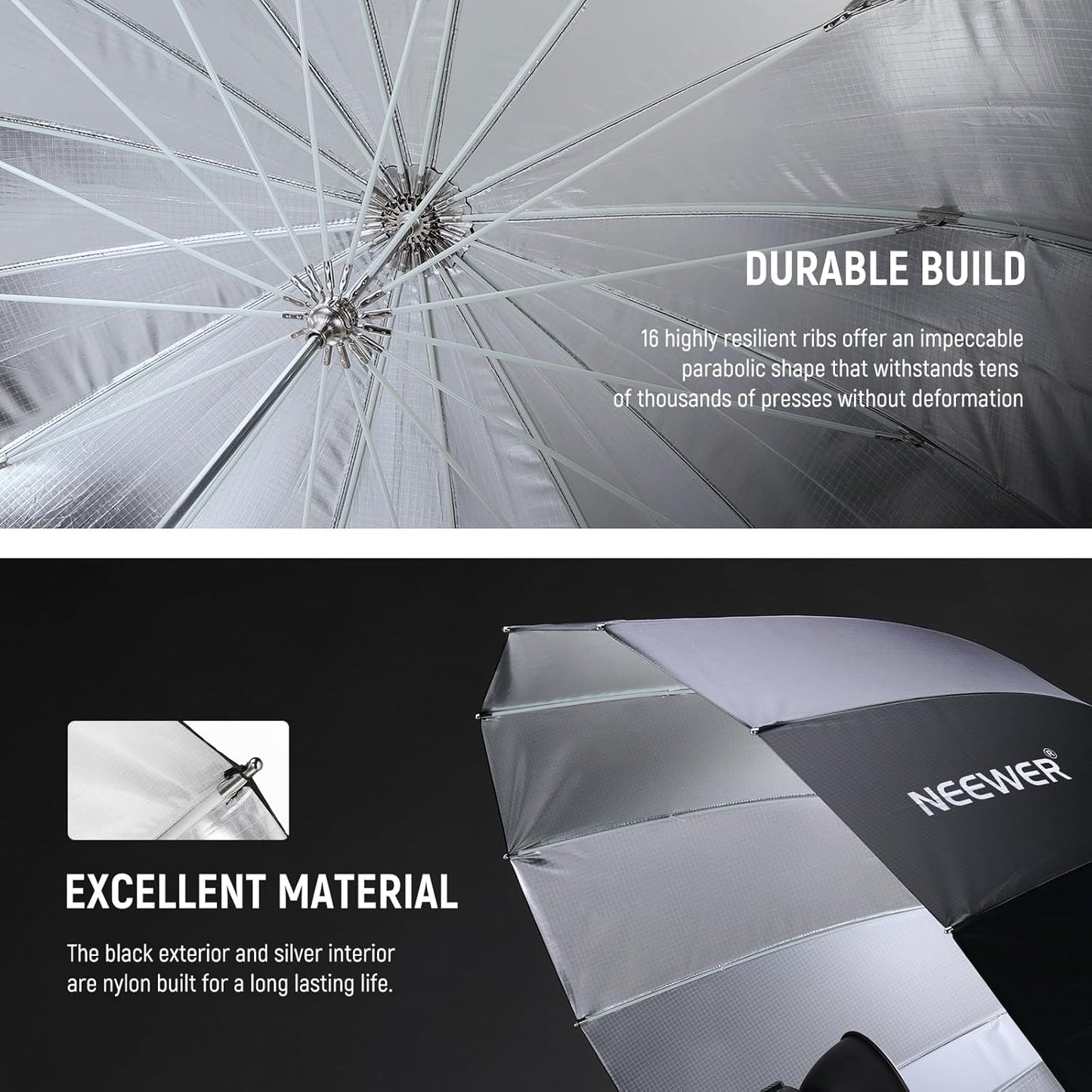 Neewer NS3U 65" Parabolic Photography Umbrella Softbox with Diffuser