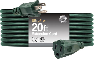 GE 81599 20 Ft Outdoor Waterproof Extension Cord - Green