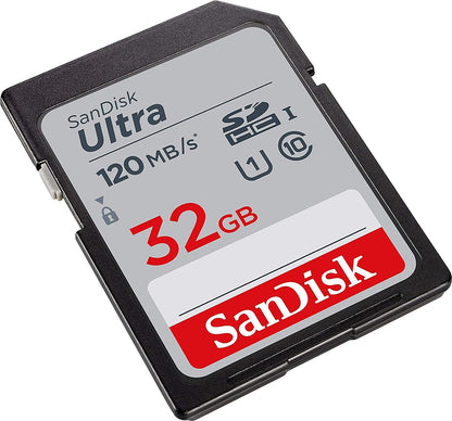 SanDisk SDHC SD Ultra 32GB 120MB/s Memory Card Reader Bundle