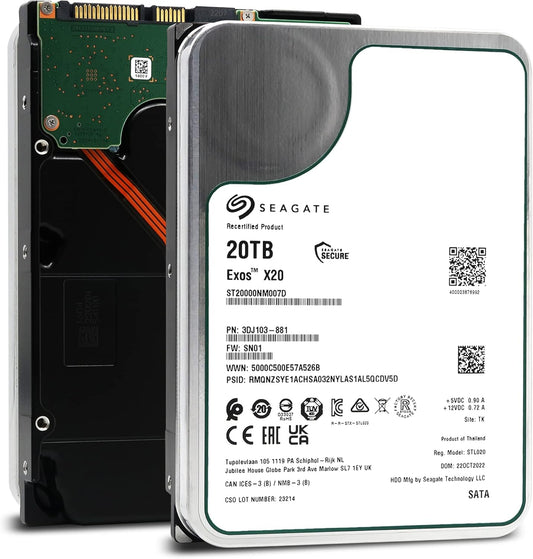 Seagate Exos X20 ST20000NM007D 20TB SATA HDD (Renewed)
