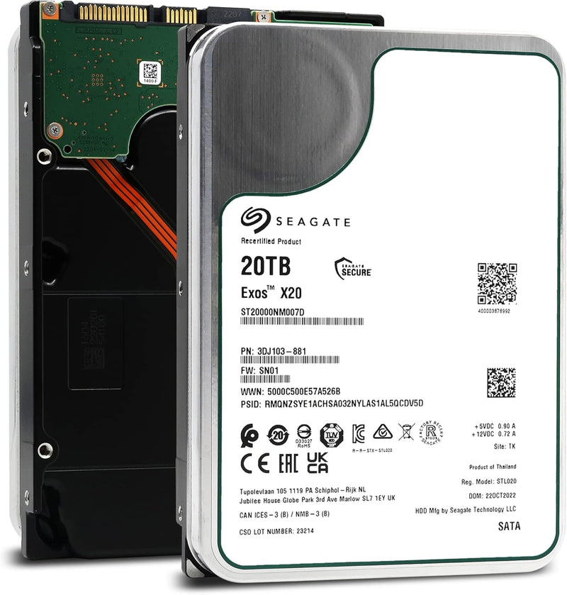 Seagate Exos X20 ST20000NM007D 20TB SATA HDD (Renewed) — main product image