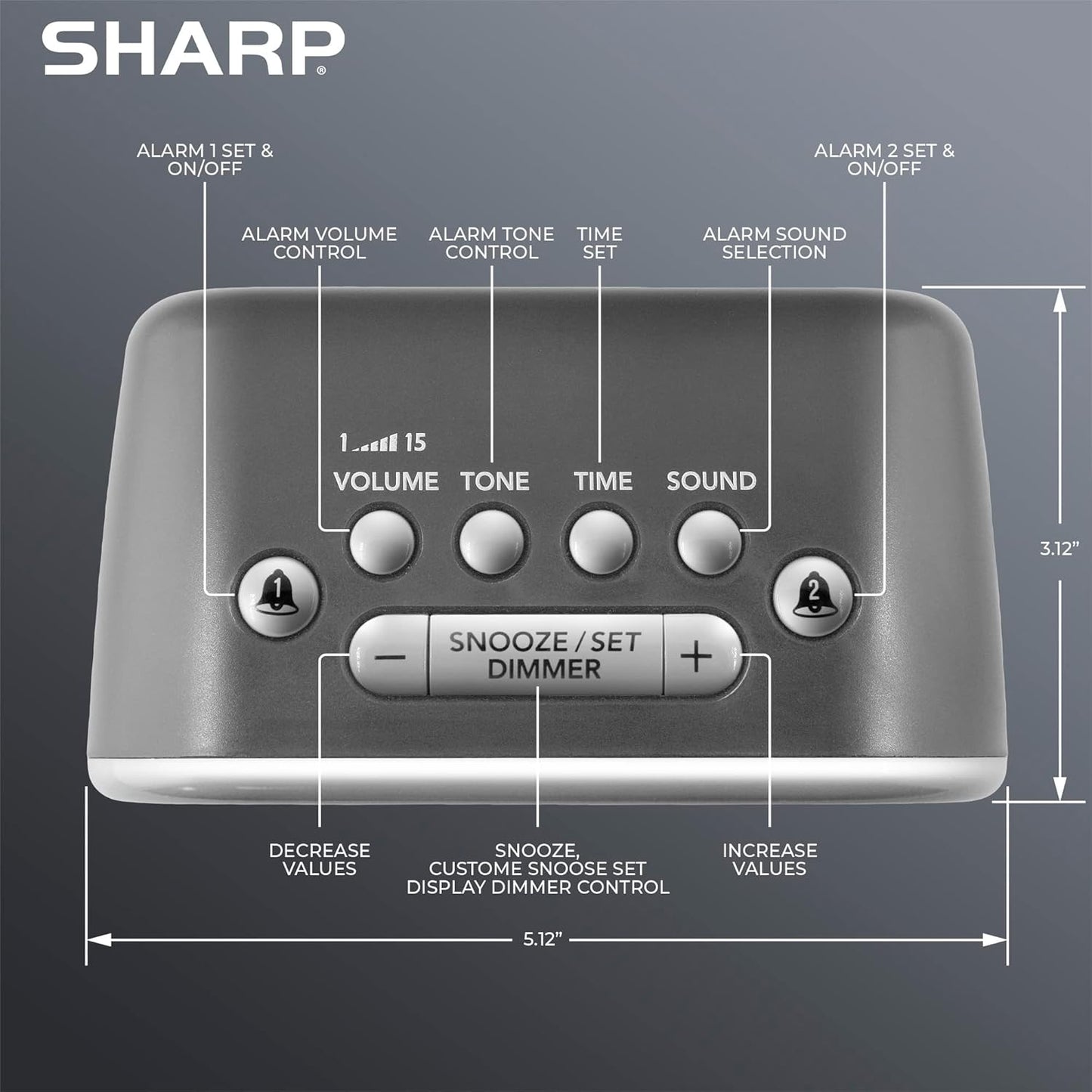 Sharp Big Bang Super Loud Alarm Clock for Heavy Sleepers
