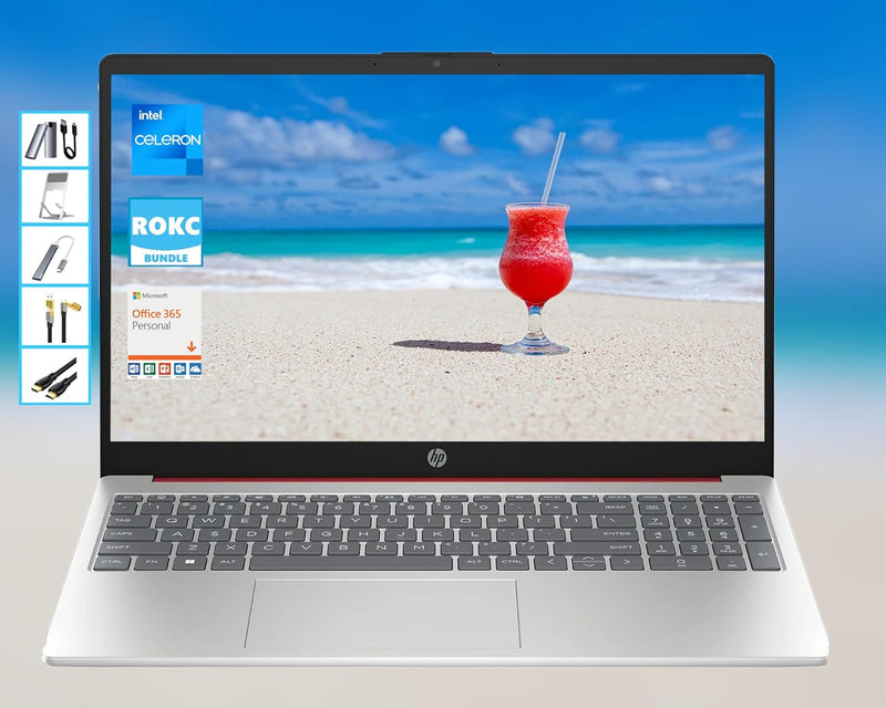 HP 15-FD0083WM: AI-Powered Laptop Bundle (Red) — main product image