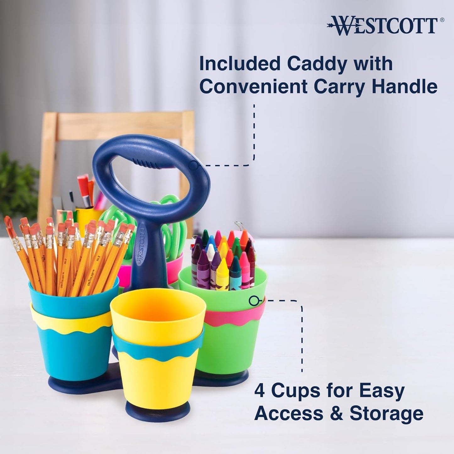 Westcott 14755 School Safety Scissors & Caddy 24-Pack