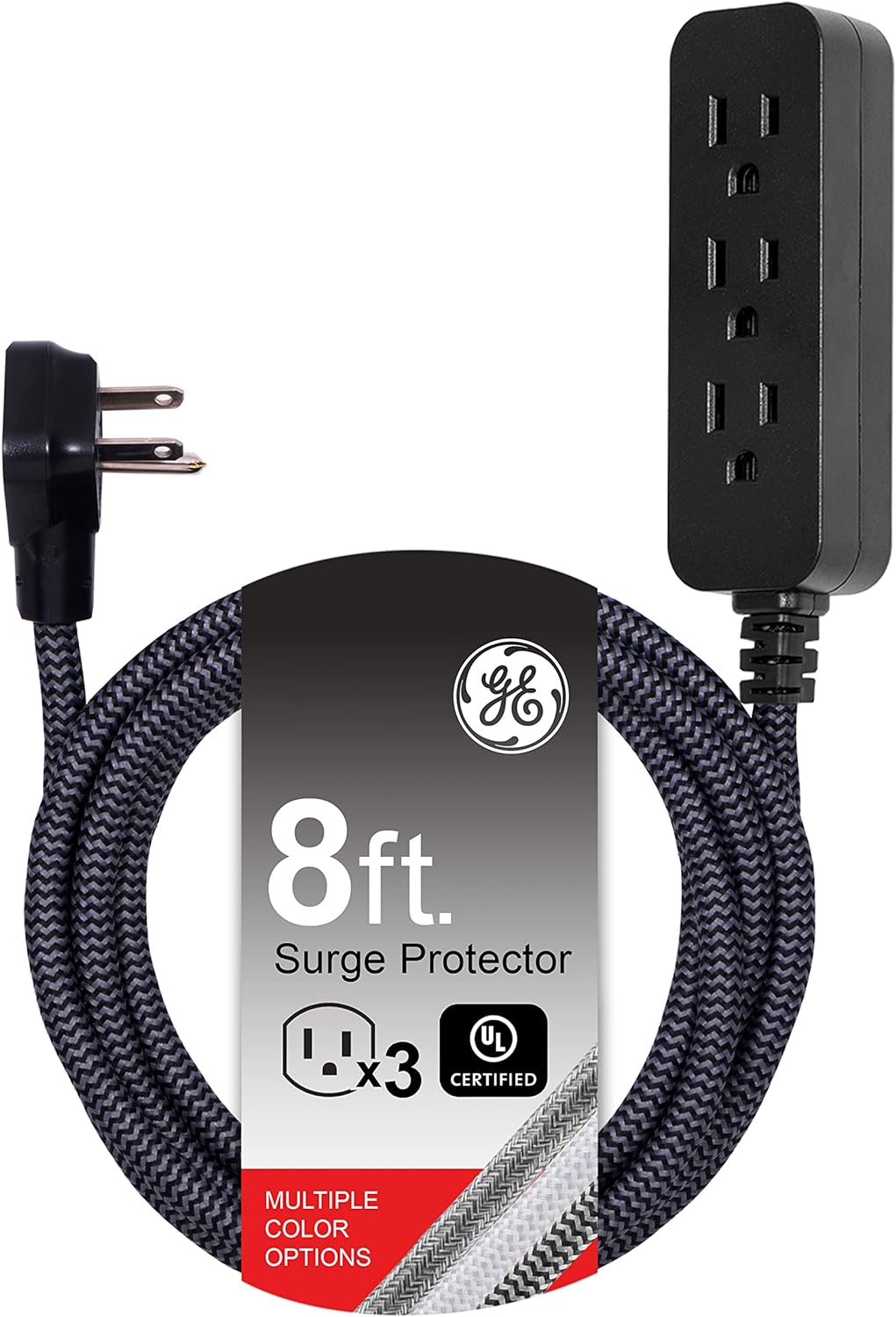 GE 41282 8ft Braided 3-Outlet Extension Cord