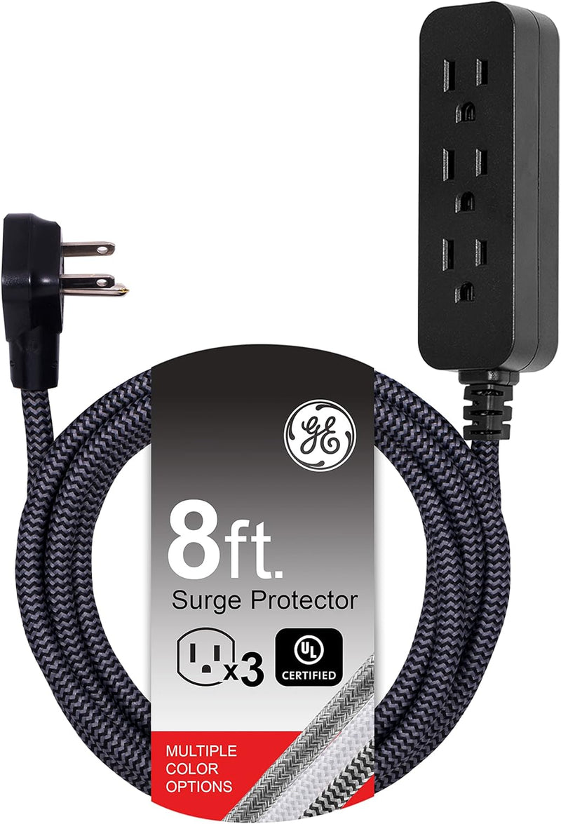 GE 41282 8ft Braided 3-Outlet Extension Cord — main product image