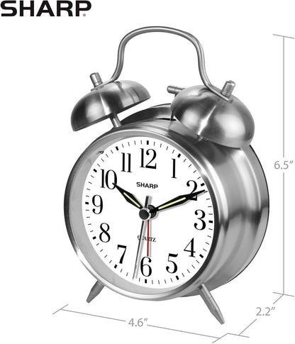 Sharp Twin Bell Alarm Clock - Loud for Heavy Sleepers