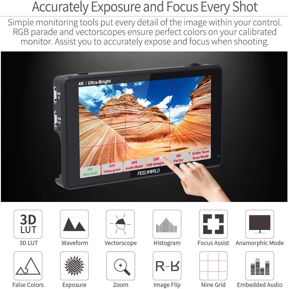 FEELWORLD SA-FW759 LUT6 6" 2600nits 4K HDMI Camera Monitor