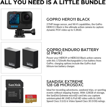 GoPro HERO11 Black Action Camera with 128GB SD Card Bundle