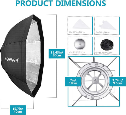 Neewer 90cm Octagonal Softbox Bowens Mount Grid