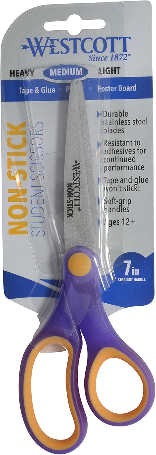 Westcott 17832 7" Non-Stick Kids Scissors Assorted Colors