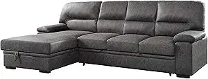 Lexicon Elon Sectional Sofa with Chaise, Gray Microfiber