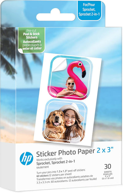 HP Sprocket 2x3" Zink Sticker Photo Paper 30 Sheets
