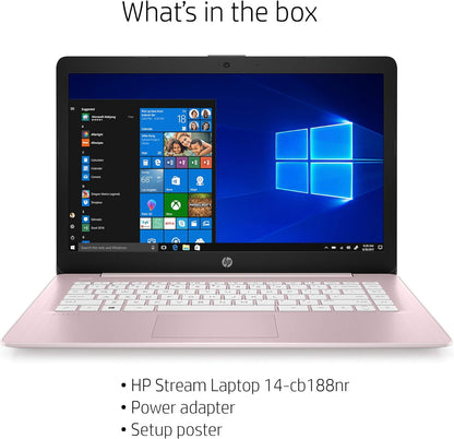 HP 14-cb188nr: Stream 14" Laptop, Celeron, 4GB, 64GB eMMC, Rose Pink