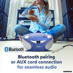 Magnavox MD6949-BL Portable Bluetooth CD Boombox AM/FM Radio Blue