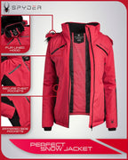 Spyder Women's Snow Jacket Color Block Quilted Winter Coat