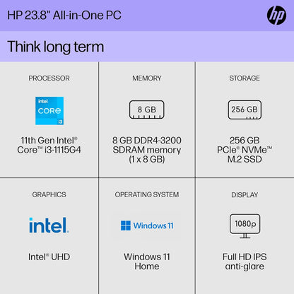 HP A14MHAA#ABA 24" i3 All-in-One Desktop 256GB SSD