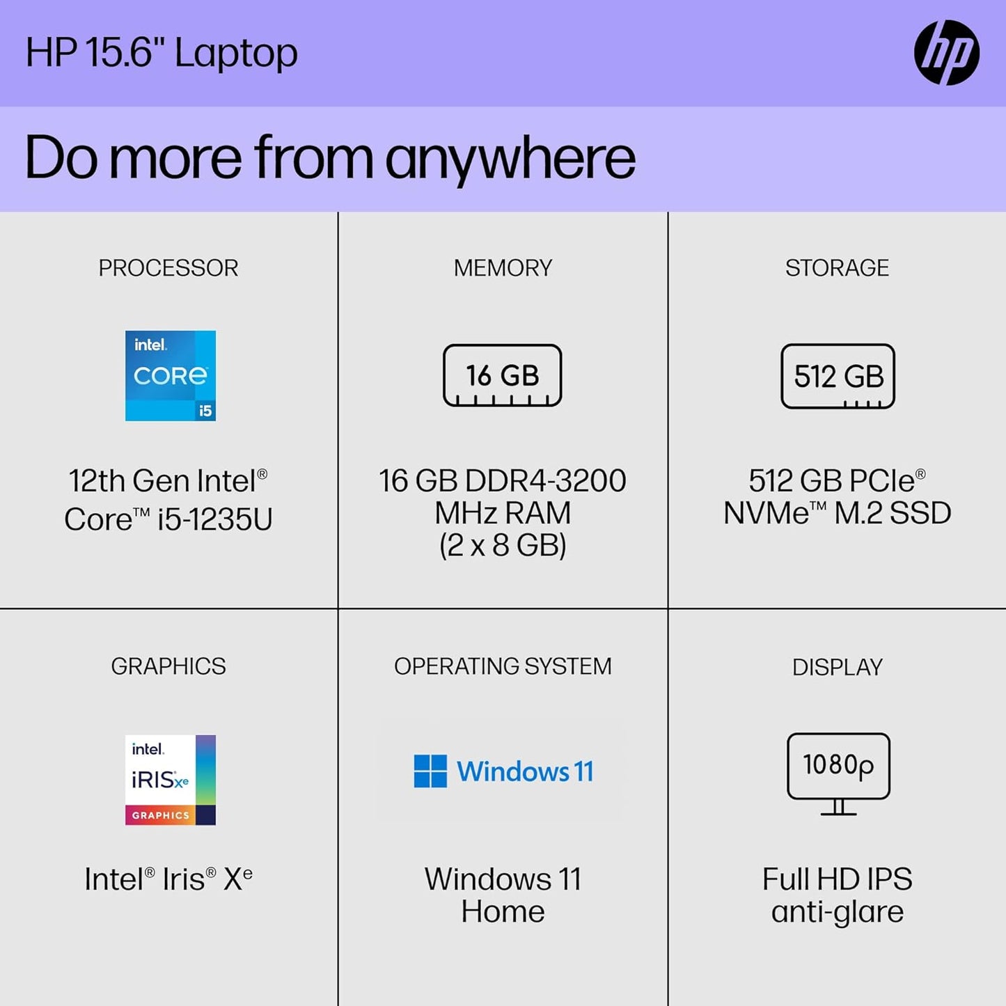 HP i5 12th Gen 15-dy5399nr 15.6" FHD Laptop