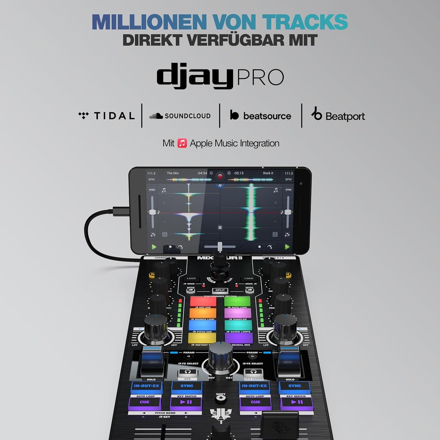 Reloop 246959 Mixtour Pro Ultra-Portable 4-Deck DJ Controller