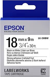 Epson LK-5WBW 3/4" Black on White Label Tape