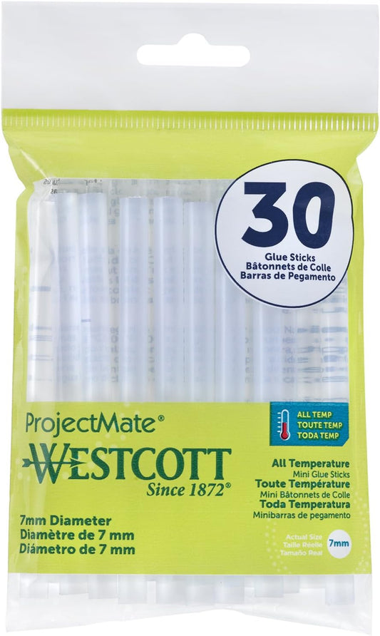 Westcott 16837 Mini Hot Glue Sticks All-Temperature 30-Pack
