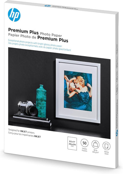 HP CR664A Premium Plus 8.5x11 Glossy Photo Paper 50 Sheets