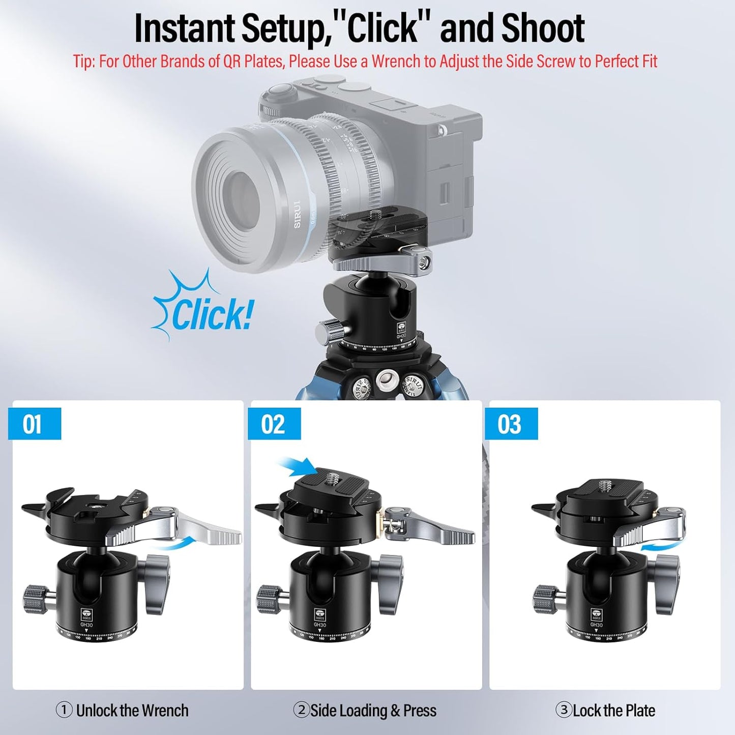 Sirui GH30 Low Profile Tripod Head Quick Release