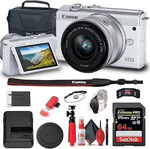 Canon 3700C009 EOS M200 White Mirrorless Camera Kit