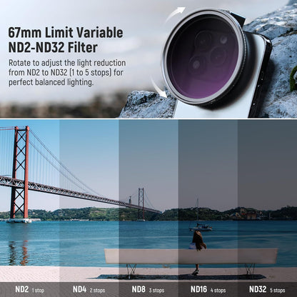 Neewer 10103982 67mm Clip On Variable ND Filter Kit